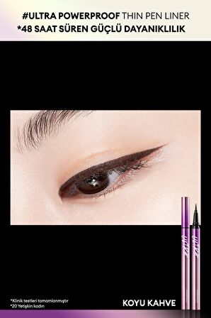 Su , Ter ve Yağa Dayanıklı , 48 Saate Kadar Kalıcı Ultra Powerproof Thin Pen Liner (Dark Brown)