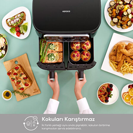 Karaca Air Pro Cook Duo Köz Xxxl 4+4 Litre Airfryer Space Gray 8 Kişilik