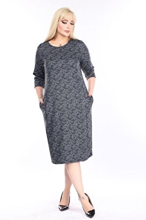 Çift Cepli Kışlık Büyük Beden Elbise 13C-2485