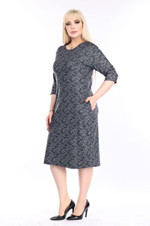 Çift Cepli Kışlık Büyük Beden Elbise 13C-2485