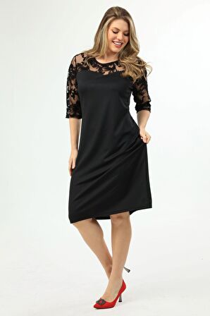 Elegance Floklu Büyük Beden Elbise 13E-1938