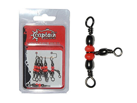 Captain 5129 Üçlü Boncuklu T Fırdöndü 6lı Paket Black Nikel 4x6