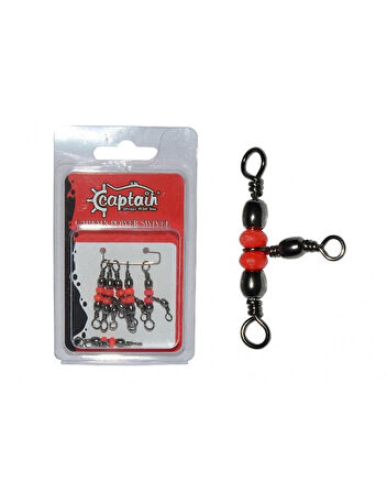 Captain 5129 Üçlü Boncuklu T Fırdöndü 6lı Paket Black Nikel 4x6