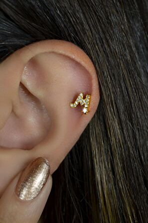 M Harfi Piercing Helix Kıkırdak Lob Tragus