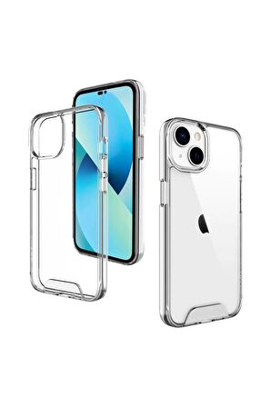 iPhone 13 Uyumlu Space Hybrid Şeffaf Kılıf Crystal Clear Sararmaz Yüksek Kalite Arka Şeffaf Kapak