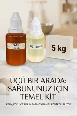 5 KG Şeffaf Sabun Bazı Sarı Boya Süt Esanslı Gliserin Sabun Bazı