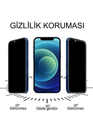Apple iPhone 13 Pro Max Cam Ekran Koruyucu 5D Hayalet Privacy Gizli Zr-5DPrivacy