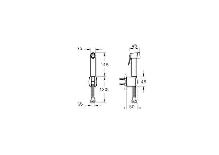 VitrA A45747 Taharet Duşu, Krom