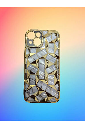 İphone 13 / 14 / 15 Uyumlu Geometrik Elmas Desenli Siyah Telefon Kılıf