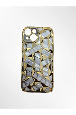İphone 13 / 14 / 15 Uyumlu Geometrik Elmas Desenli Siyah Telefon Kılıf