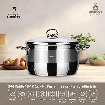 AMBOSS SAPHİRE ÇELİK KAPAKLI DERİN TENCERE14x08
