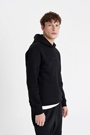 DeFacto Regular Fit Kapüşonlu Baskılı Sweatshirt C6131AX24AUBK81