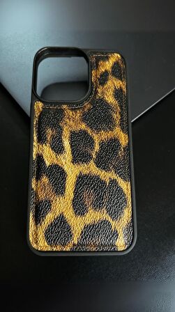 Apple iPhone 13 Pro Leopar Desenli Deri Kılıf - Kombinlerinize Uyumlu, Premium Koruma!