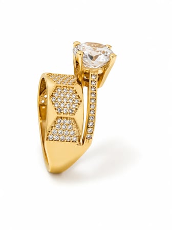 Yazıcılar 14 Ayar Altın Premium Model Golden Aura Tektaş Yüzük  (00420)