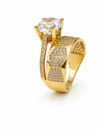 Yazıcılar 14 Ayar Altın Premium Model Golden Aura Tektaş Yüzük  (00420)