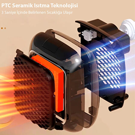 Aksesuarcı 800W Priz Tipi Uzaktan Kumandalı Taşınabilir Fanlı Isıtıcı, Gelişmiş Seramik Teknolojisi ve Ayarlanabilir Termostatlı, Zaman Ayarlı, Otomatik Kapanma