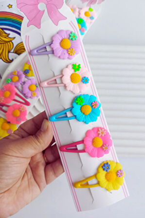 Renkli Papatya Çıtçıt Toka 5 Adet