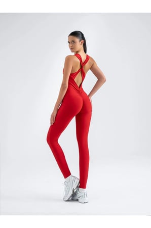 Kelebek Askılı Arkası Büzgülü ( Scrunch Butt ) Spor Tayt Tulum