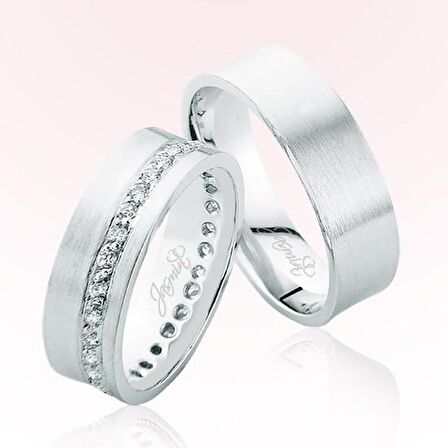 Düz Beyaz Altın Alyans 1401-2