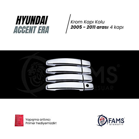 Hyundai Accent Era Krom Kapı Kolu 4 Kapı 2005 Üzeri P. Çelik Uyumlu