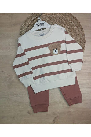 2'Lİ BEBEK ÇOCUK 2 İPLİK AYICIK İŞLEMELİ TAKIM