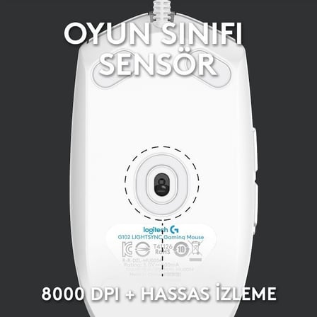 Logitech G G102 Lıghtsync Rgb Aydınlatmalı 8.000 Dpı Kablolu Oyuncu Mouse – Beyaz
