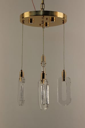 Gold Çemberli Seri Geometrik Dikdörtgen 3lü Balonlu Kristal Cam Avize