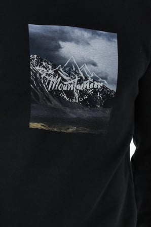 Erkek Kışlık Baskılı Bisiklet Yaka Lacivert Sweatshirt