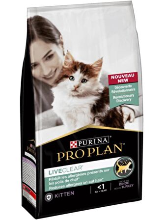  Proplan liveclear kitten 1,4kg hindili yavru kedi maması alerjen azaltan yavru kedi maması