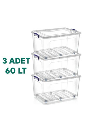 60 Litre 3 Adet Saklama Kutusu