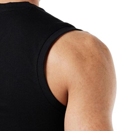 Erkek Sıfır Kol V Yaka Slimfit Likralı Düz Tişört Siyah