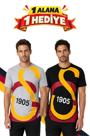 GALATASARAY ORİJİNAL LİSANSLI LOGOLU T-SHİRT, HEDİYELİ SİYAH LOGOLU T-SHİRT