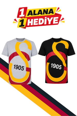 GALATASARAY ORİJİNAL LİSANSLI LOGOLU T-SHİRT, HEDİYELİ SİYAH LOGOLU T-SHİRT