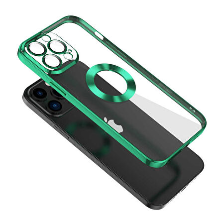 Gpack Apple iPhone 12 Pro Max Kılıf Logo Gösteren Kamera Korumalı Silikon