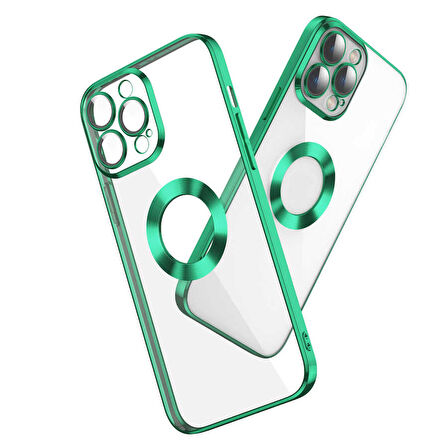 Gpack Apple iPhone 12 Pro Max Kılıf Logo Gösteren Kamera Korumalı Silikon