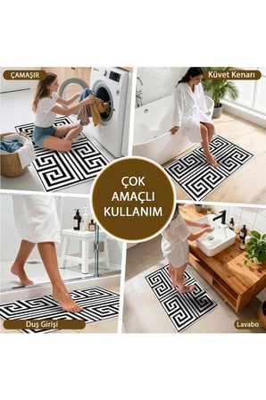 Banyo Paspası, Yumuşak Banyo Halısı, Kaymaz Dot Tabanlı, Yıkanabilir - 60x100