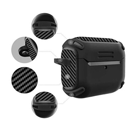 Gpack Apple Airpods Pro Kılıf Sert Armor Karbon Görünüm A26