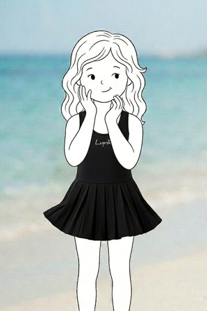 Kız Çocuk Siyah Pilili Etekli Spor Elbise