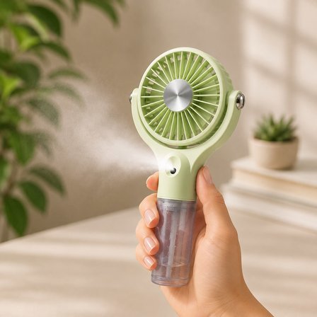 BakGelAl USB Şarjlı Buharlı Vantilatör Taşınabilir Sprey Fan Masaüstü ve El Tipi Soğutucu Nemlendiri