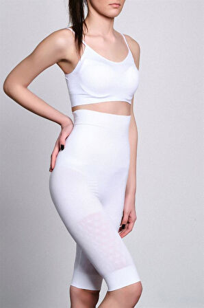 Emay Dikişsiz Uzun Paça Çift Kat Bokser Korse 2015 Beyaz