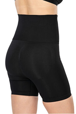 Emay Önü Dantelli  Yüksek Bel Boxer Korse 2091 Siyah