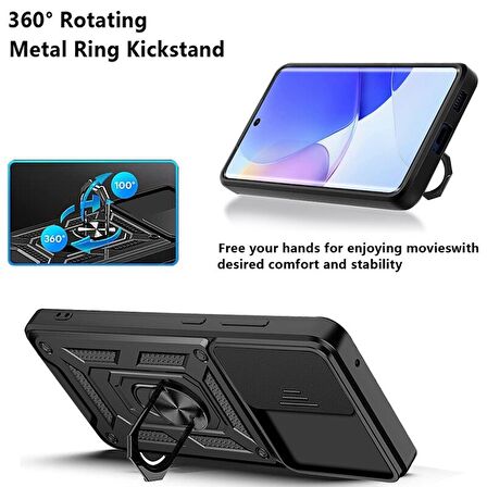 Smcase Samsung Galaxy S22 Plus 5g Kılıf Kamera Korumalı Yüzüklü Tank Pars Silikon 