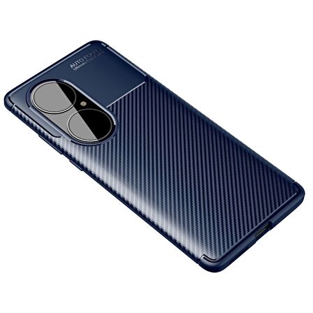 Smcase Huawei P50 Pro Kılıf Karbon Dokulu Negro Silikon