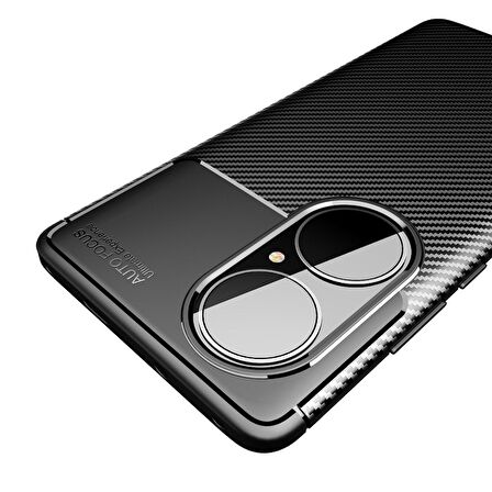 Smcase Huawei P50 Pro Kılıf Karbon Dokulu Negro Silikon