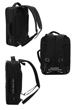 15.6 Inç Notebook-leptop Sırt Ve Omuz Çantası Usb Çıkışlı Suya Darbeye Dayanıklı Yüzey Kapitone Desenli