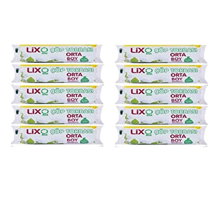 Çöp Torbası Orta Boy 55*60 Cm 20 lİ Rulo 10 Paket = 200 Adet