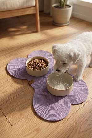 Reyo Pet El Yapımı Kemik Kedi ve Köpek Mama Matı, Kedi Tırmalama Matı, %100 Pamuk İpli - Lila