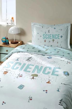 Science Tek Kişilik Çarşafı Lastikli Nevresim Takımı