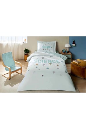 Science Tek Kişilik Çarşafı Lastikli Nevresim Takımı