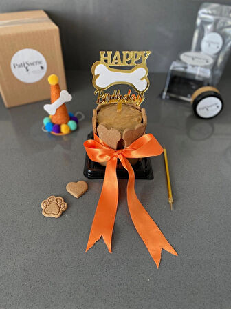 Köpekler Için Doğum Günü Seti-Happy Orange Kit- Pasta, Tasarım Pasta Süsü ,Doğum Günü Şapkası